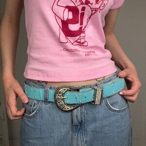 30” - Y2K Blue Rhinestone Belt